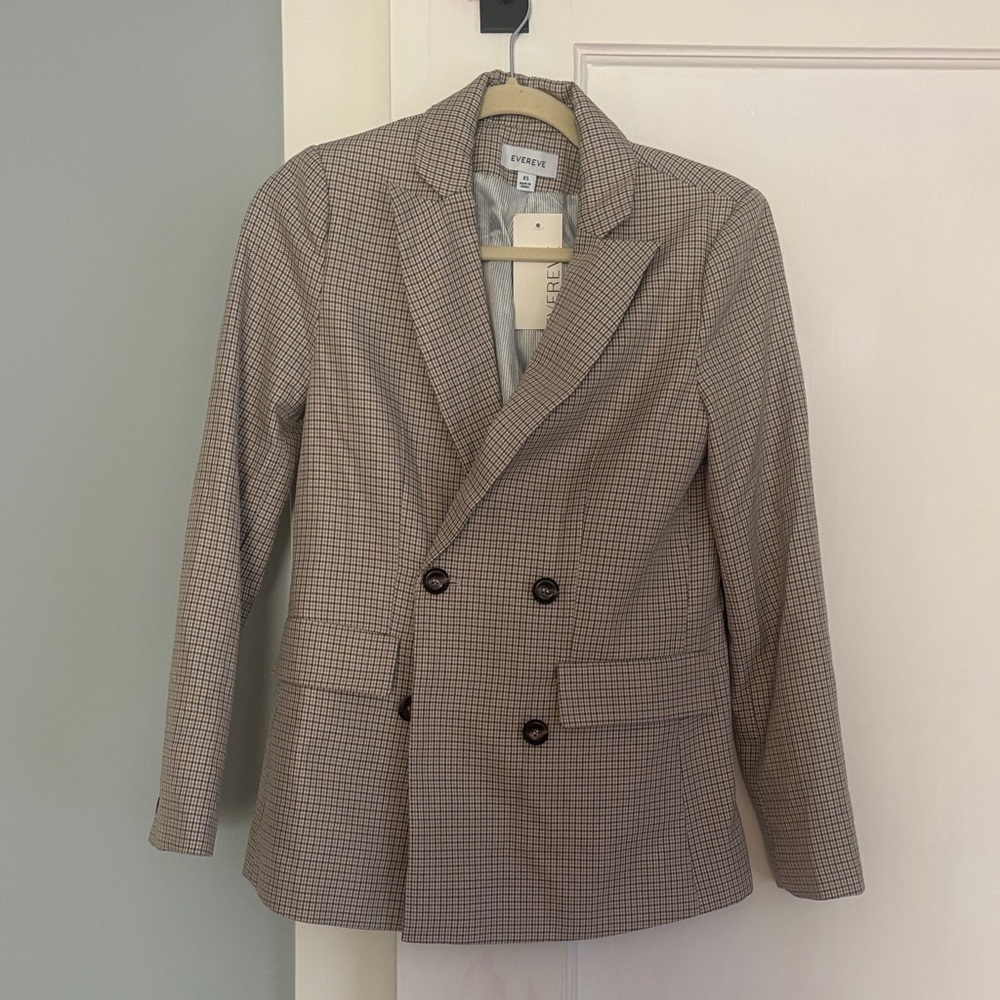 Ever New Beige Checkered Blazer